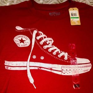 Nwt Red Converse Tee with Classic High Top -Large